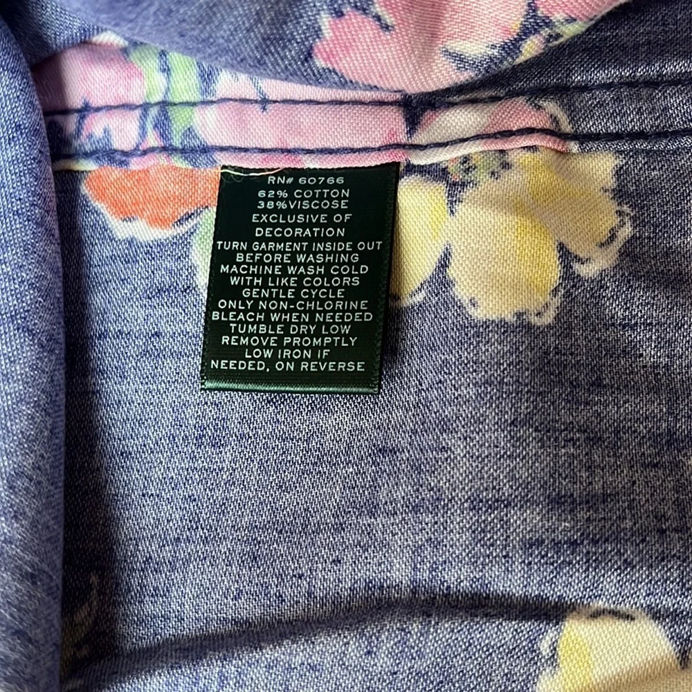 Ralph Lauren Navy Floral Garment Top Size XL
